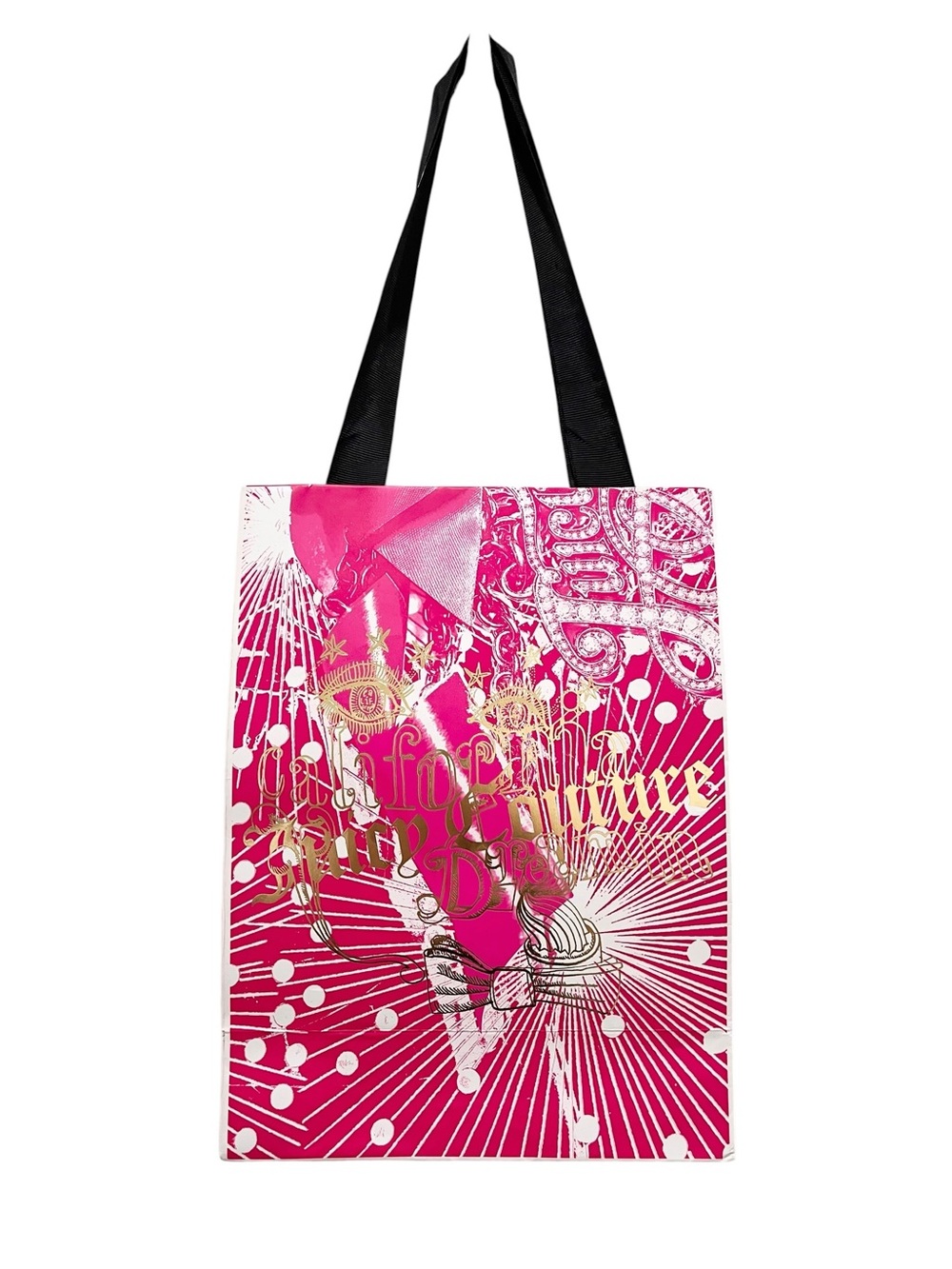 Juicy Couture Medium Shopper Bags w Black Ribbon Handles NEW - Picture 4 of 5